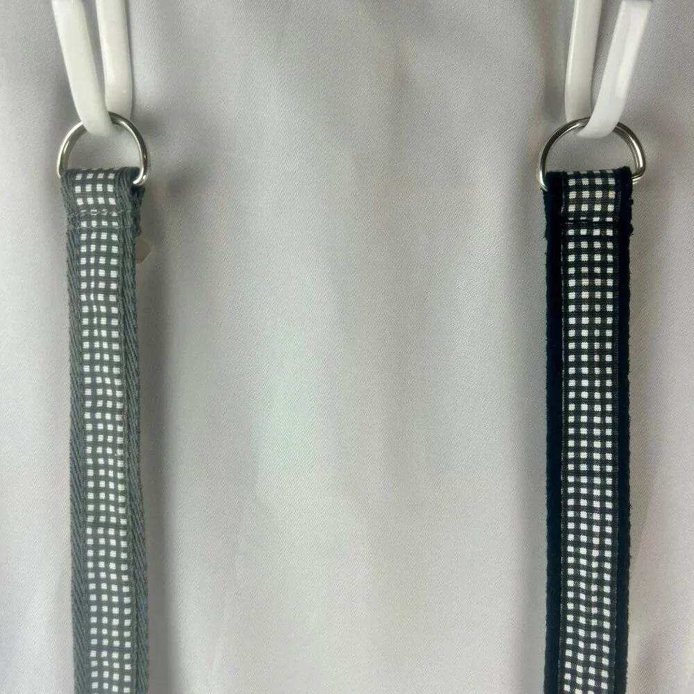 Karen Scott D Ring Belt Women Plus 24 Black Gray Set‎ of 2 Gingham Plaid Ribbon